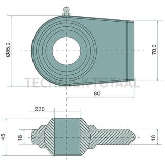 GRANIT Weld-on eye for lower link cat. 3, Ø 30 mm, L 80 mm, H 70 mm