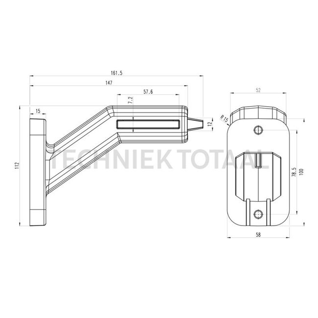 GRANIT LED outline marker lamp with side marker 12 / 24 V, IP6K9K, left