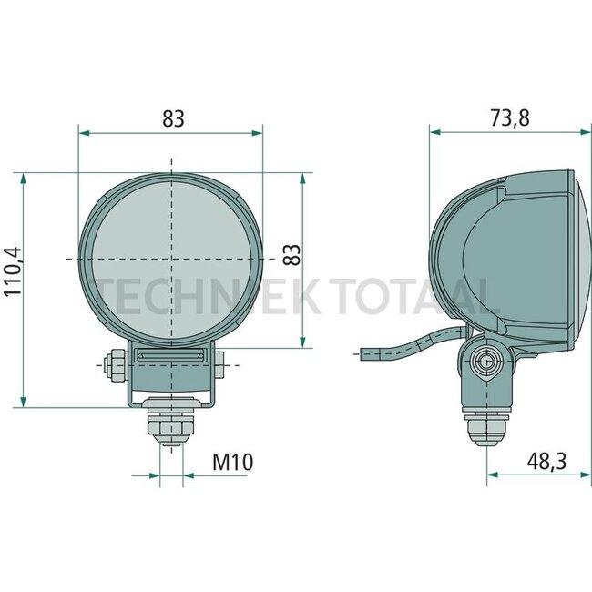 HELLA LED work light flood beam 30 W, 12 / 24 V, 2500 lm, Ø 83 mm | 1G0 996 476-231