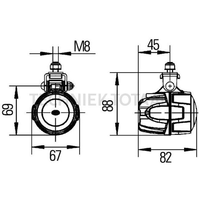 HELLA LED work light flood beam 15 W, 12 / 24 V, 800 lm, Ø 67 mm | 1G0 995 050-011