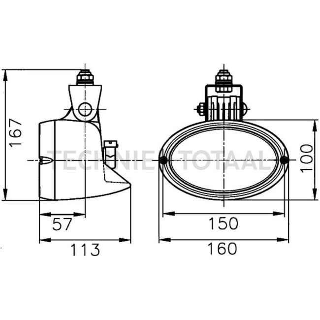 HELLA Arbeitsscheinwerfer oval H9, 12 V, 55 W, 160 x 113 mm | 1GA 996 561-007