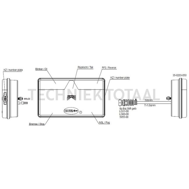 ASPÖCK Multi LED 2 achterlicht links 240,7 x 140,7 x 54 mm, 12 / 24 V