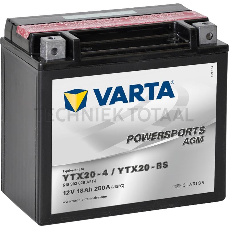 Varta Accu POWERSPORTS AGM 12 V, 18 Ah, 177 x 88 x 156 mm, schakelschema 1 | 682375