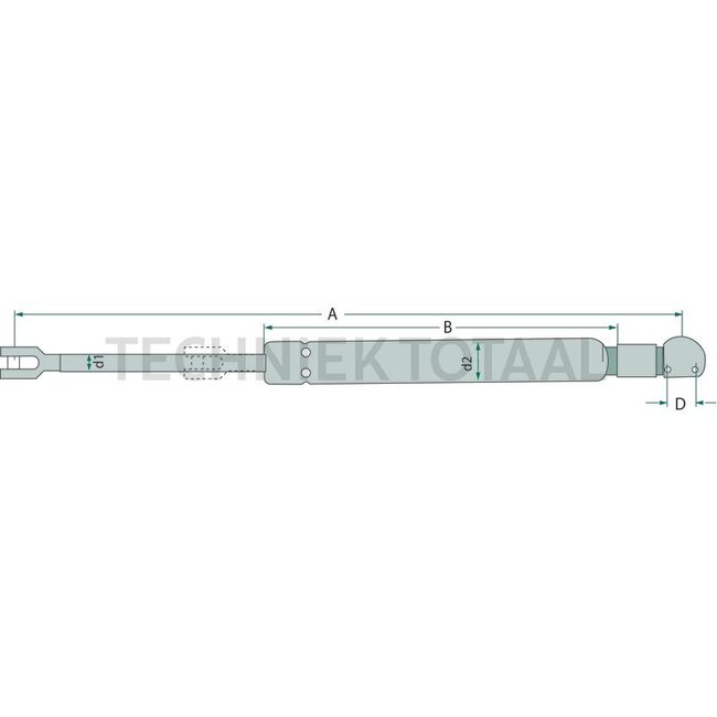 Stabilus Gas strut 825 N, 620 mm, stroke 251 mm, John Deere 6105R - 6130R | 173526, 6549715323, AL214868