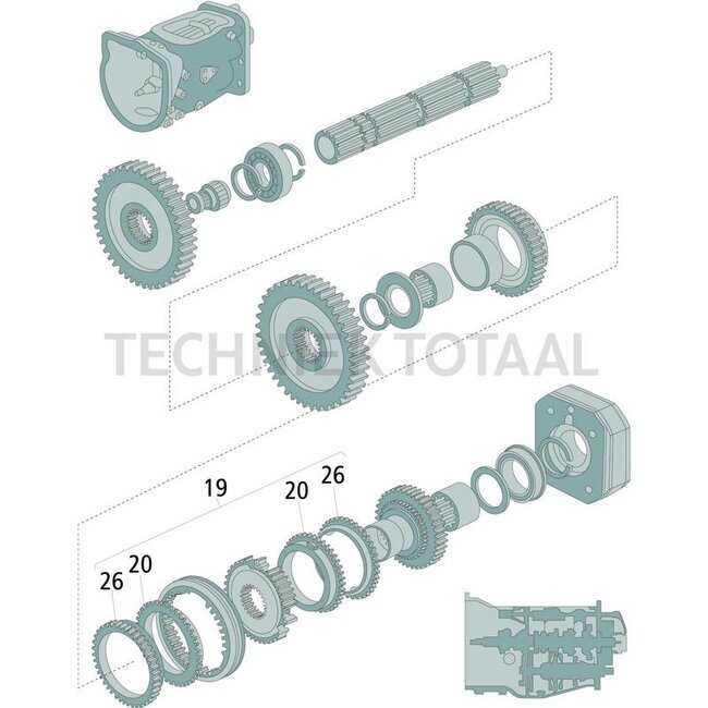 DANA Spicer Synchromesh compleet hoofdas / tussenas Massey Ferguson | 3771344M91, 3228733