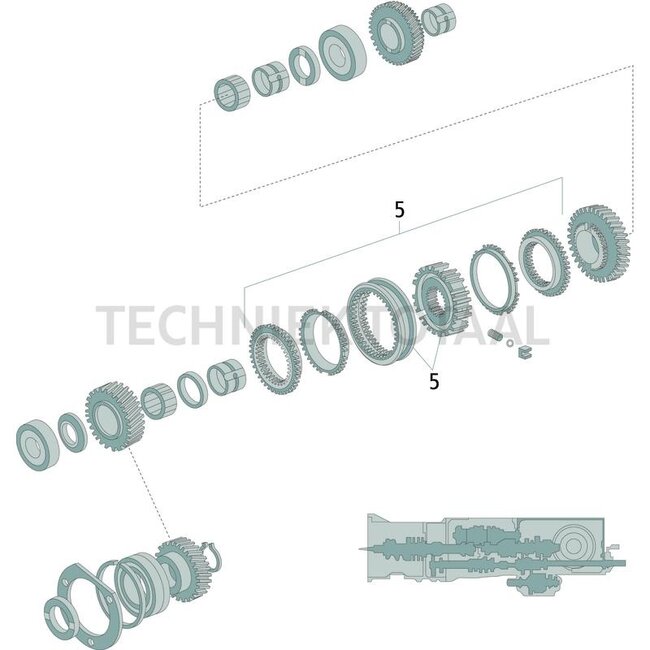 DANA Spicer Synchromesh compleet omkeerschakeling Case IH CS 78 - CS 100 | 155700220204, 87672912, 3234413, I87672912