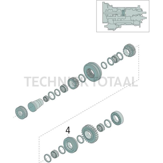 DANA Spicer Synchroneinheit kpl 16 x 16 Mulde 4de / 5de New Holland TS90 - TS115 | F2NN7124AA, 81875573, 3208773
