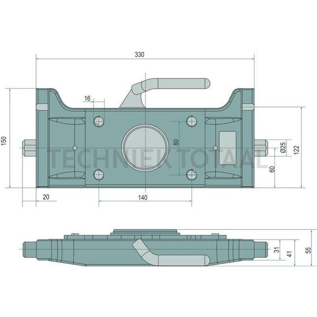 Scharmüller Scharmüller adapterplaat 83,9 kN, gatenpatroon 140 x 80 mm, M16 | 07.7330.50-A02