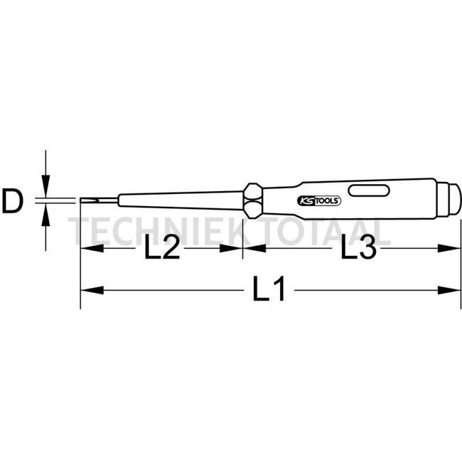 KS Tools Test lamp insulated 150 - 250 V, 145 mm, blade 3 x 65 mm | 911.2188