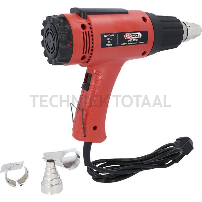 KS Tools Heißluftfön Satz 2000 W, 255 mm, mit 4 Mundstücke | 960.1190