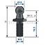 Stabilus Ball pin M8, wrench size 13, E 10 mm