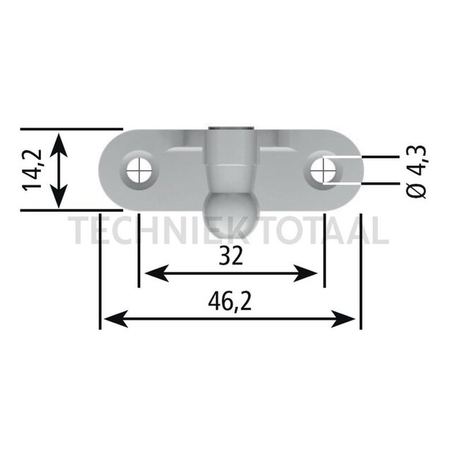 Stabilus Angle plate 46,2 x 19 x 21 mm, 500 N, ball-Ø 10 mm, 24 g