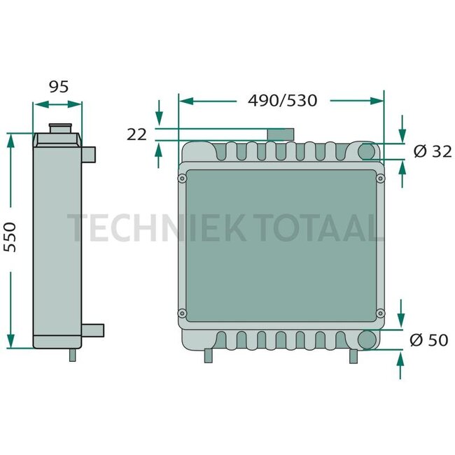GRANIT Kühler 530 x 550 x 95 mm McCormick, IHC 433 - 833 | 1328723C91, 3233229R92, 1328723C92, 3233229R91