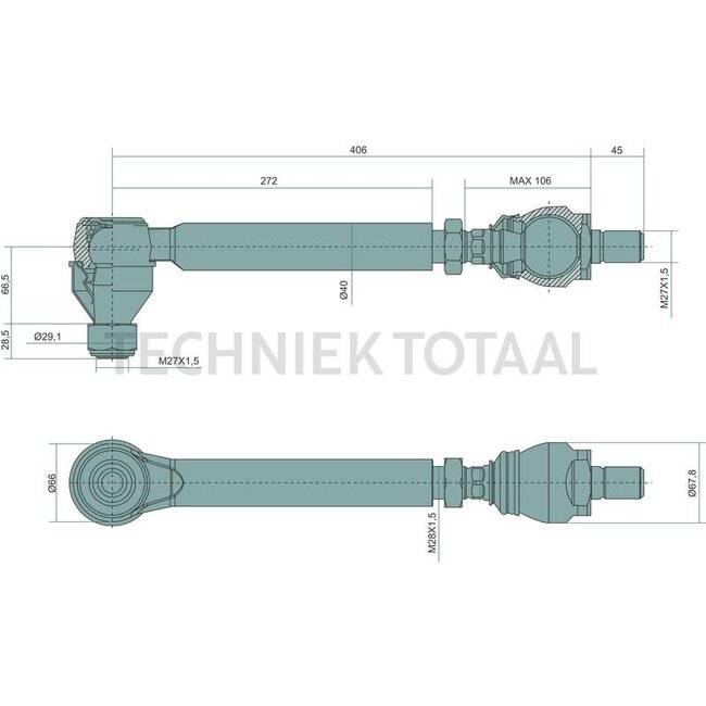 DANA Spicer Spurstange 451 mm, Konus 29 - 32,2 mm, M27 x 1,5 | 212.24.628.56