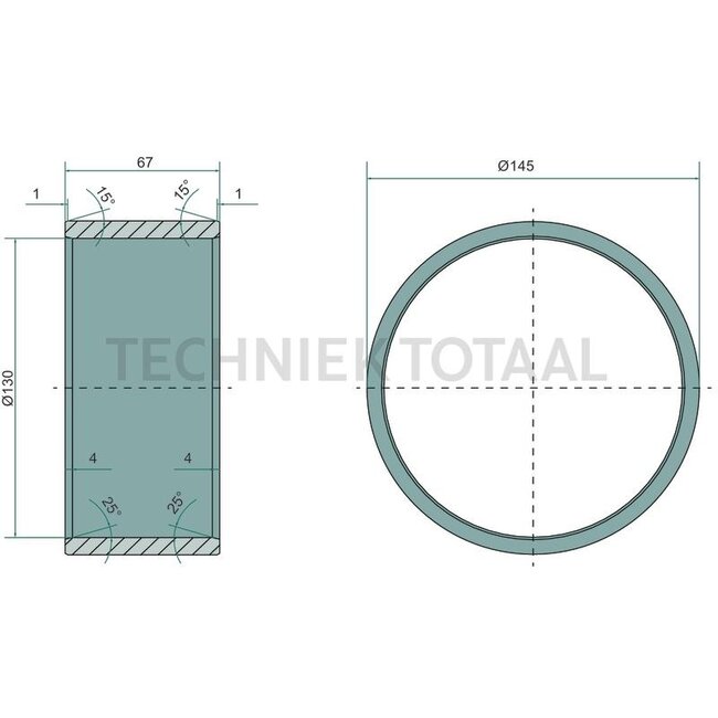 DANA Spicer Bush central housing front axle 745 Ø 145 x 130 mm, height 67 mm | 730.01.014.02