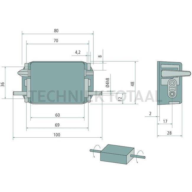 GRANIT Hektarzähler mechanisch 5 Digit, as Ø 4 mm, Drehrichtung links