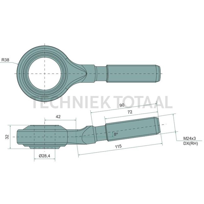GRANIT Threaded spindle top link M24 x 3,0, 157 mm, category 2 IHC, Steyr | 02.0267.04.2, 131700740719, 135700740024