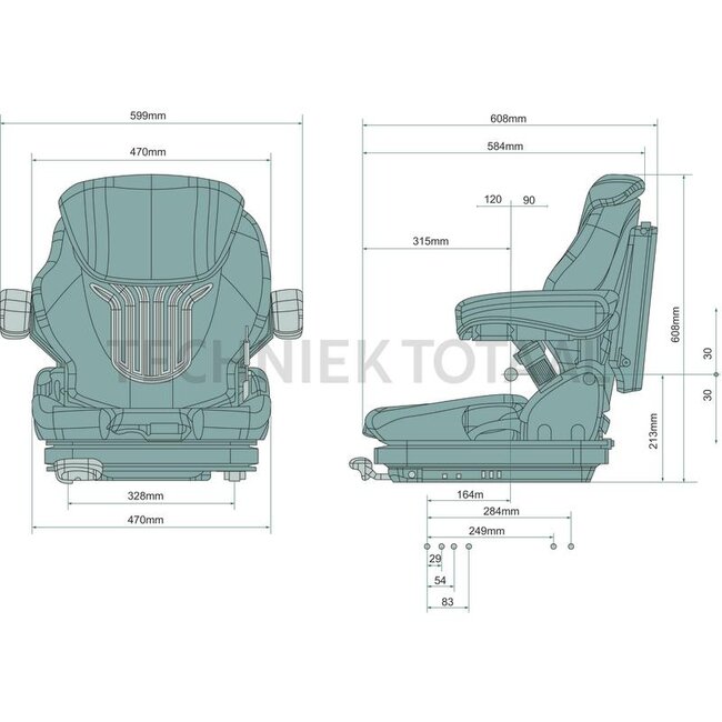 GRAMMER Tractor seat Primo M mechanical suspension, stof, 470 mm | 1564042, 1293486, 51438982, 51542665, 51953979