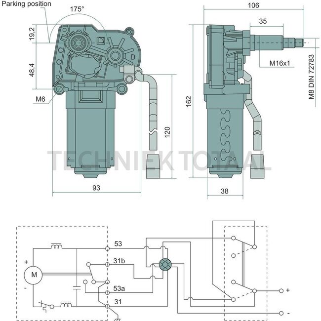 GRANIT Wischermotor Winkel 175° John Deere 5055E - 5820 | RE259354