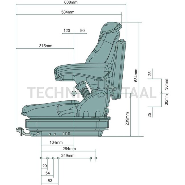 GRAMMER Staplersitz Primo XL luftgefedert 12 V, 470 mm, stof | 1564038