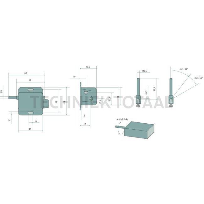 GRANIT Ballenzähler mechanisch 5 Digit, Antriebswelle links, slagrichting links