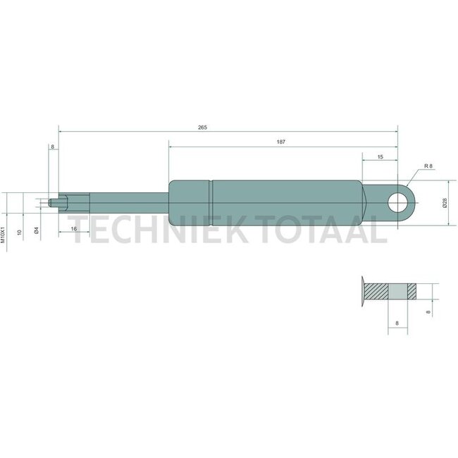 Stabilus Gas strut 800 N, 265 mm