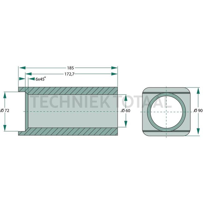 GRANIT Trekooglager ronde schacht Ø 60 mm, lengte 185 mm | K47271000