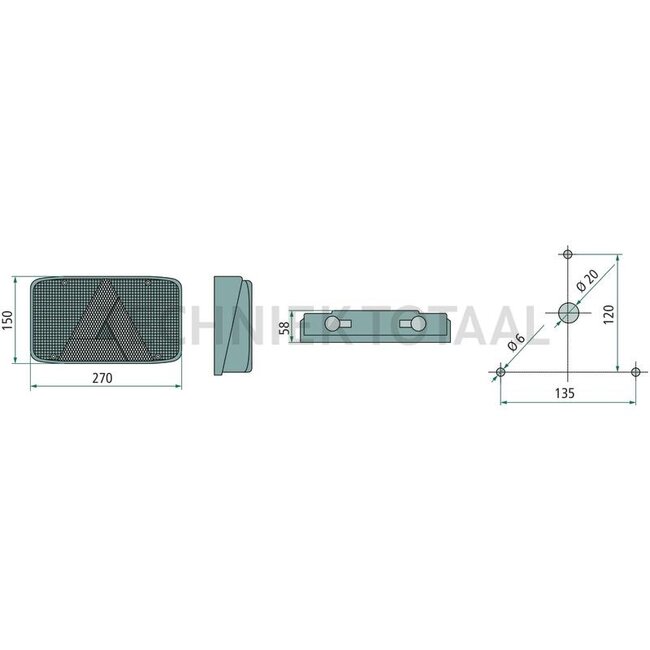 Cobo Rear light left 270 x 150 x 58 mm, 12 V | 1009477