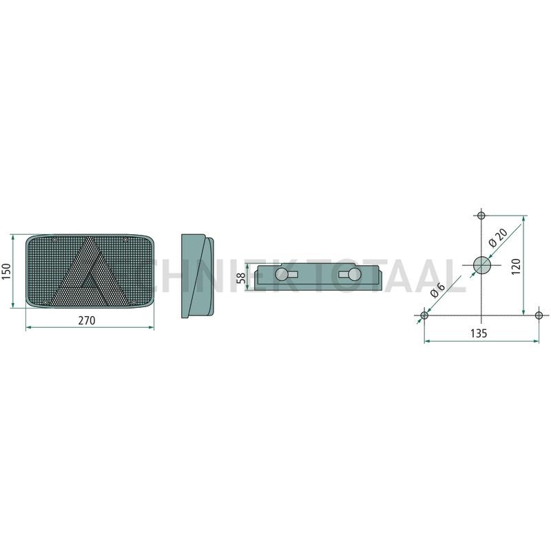 Cobo Achterlicht links 270 x 150 x 58 mm, 12 V | 1009477, foto 2 van 3