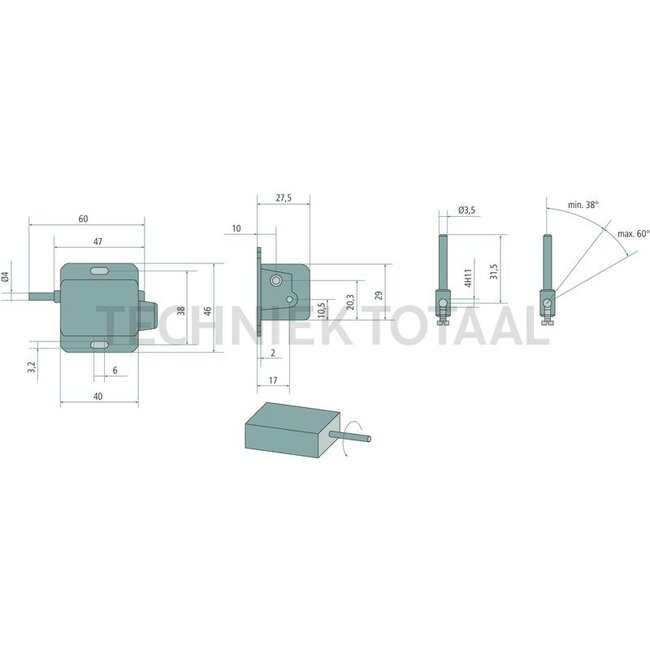 GRANIT Bale counter 5 digit, nulstand button left, as right ø 4 mm, left