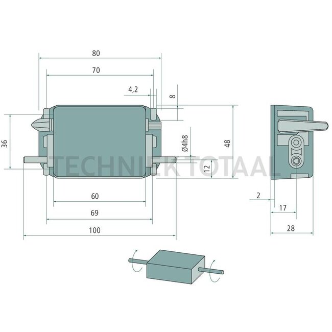 GRANIT Hectareteller mechanisch 5 cijfers, as Ø 4 mm, draairichting rechts