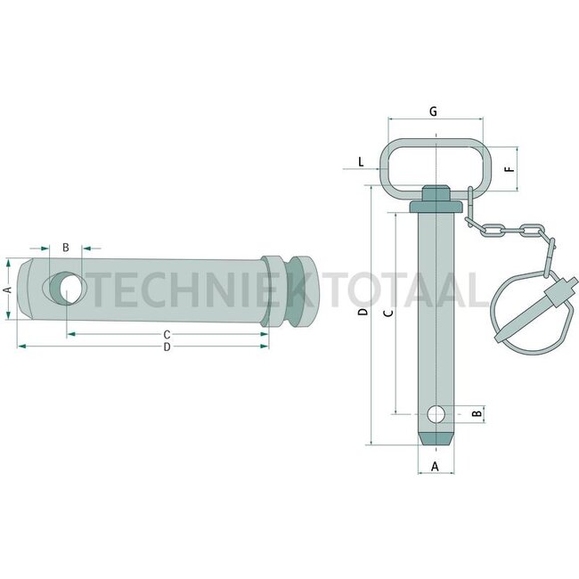 GRANIT Top link pins category 1, 19 x 108 mm with chain