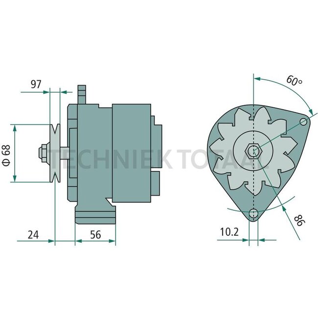 MAHLE Alternator 14 V / 33 A, pulley-Ø 68 mm, form B | MG 282