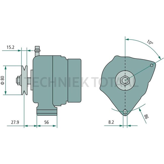MAHLE Dynamo 14 V / 95 A, poelie-Ø 80 mm, vorm B John Deere, Renault | MG 234, AL207589, AL57438, AL67176, AL78690