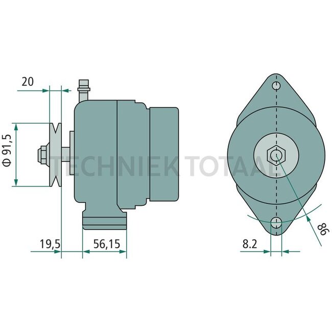 MAHLE Alternator 14 V / 95 A, flange 56 mm, pulley-Ø 87 mm | MG 251, AL207589, AL57438, AL67176, AL78690