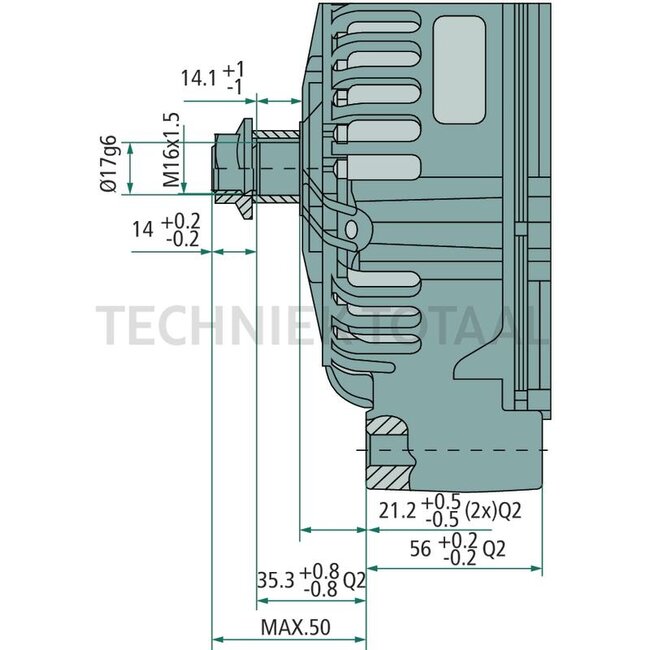 MAHLE Lichtmaschine 14 V / 150 A, Flanschmaß 56 mm, Form B, compact, staubdicht | MG 52, 0.900.2117.7, 01180758, 01182027, 01182401
