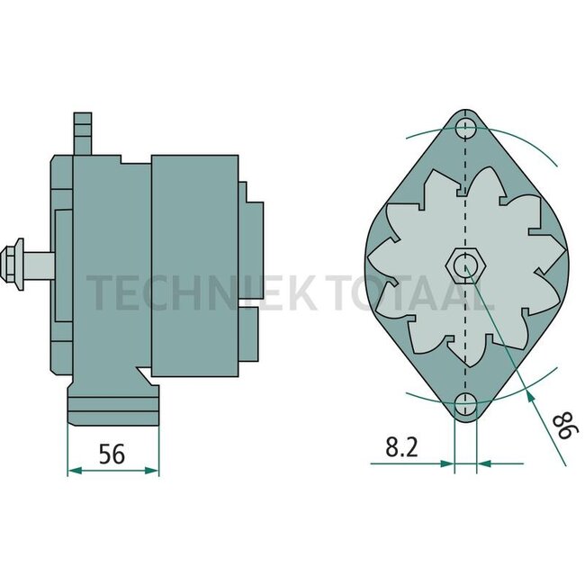 MAHLE Alternator 14 V / 120 A, flange 56 mm, form B, W-connection | MG 313, 0120484012, 0120484017, 0120484019, 0986039810