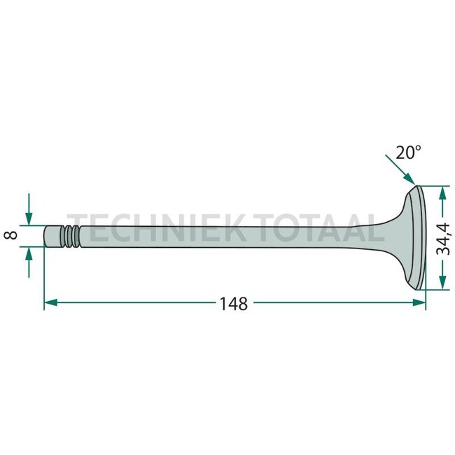 GRANIT Einlassventil 148,2 mm, Ventilteller Ø 34,4 mm, Schaft Ø 8 mm Fendt | 04515274, 04500651, F836200210210, 22312, ACP0180810
