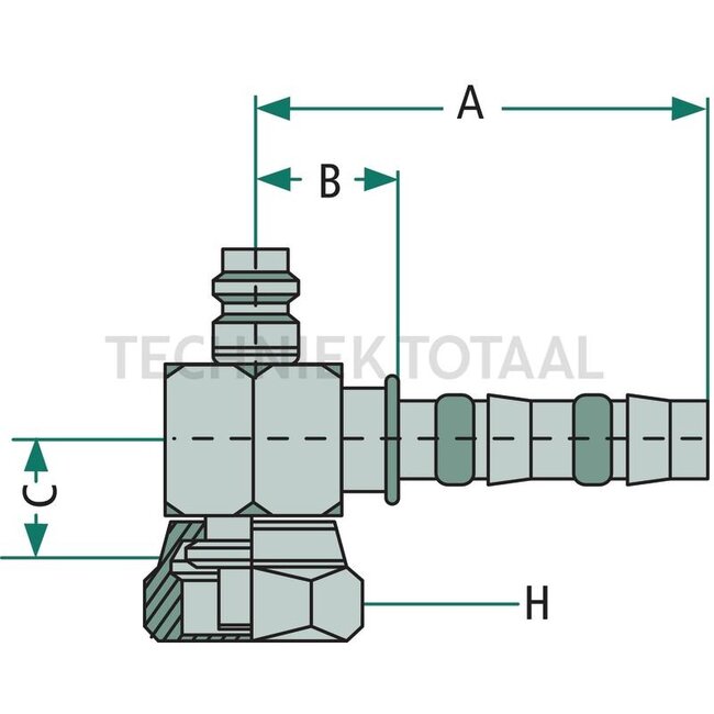 Manuli Koppeling airco 90° kort binnendraad 1"-14-UNS 08, DN10 | C47985-08-11, 8881400603