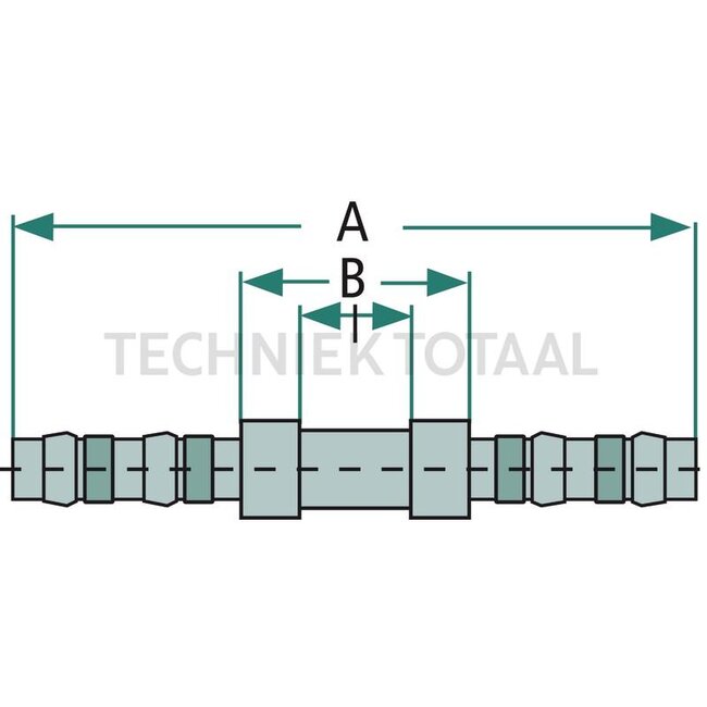 Manuli Rechte Kupplung Größe 6 DN8, A 120 mm, B 43 mm | C30010-06-06, 8881400679