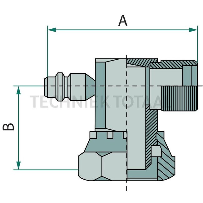 WAECO Compressor connection 90° 1" - 14UNF-2A - 7/8" - 14UNF-2B, 71 mm | 8881400530