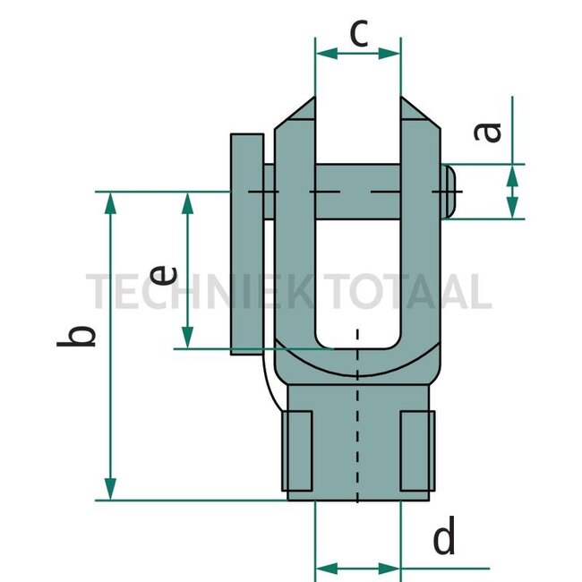 Stabilus Gabelkopf M8, a 8 mm, b 30 mm, c 8 mm, e 16 mm, mit ES-Bolzen