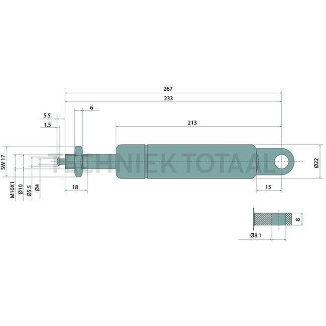 Stabilus Gasdruckdämpfer 800 N, 267 mm, Hub 34 mm