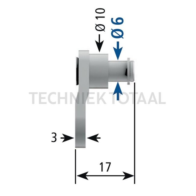Stabilus Hoekplaat 30 x 28 x 17 mm, 700 N, kogel-Ø 6 mm