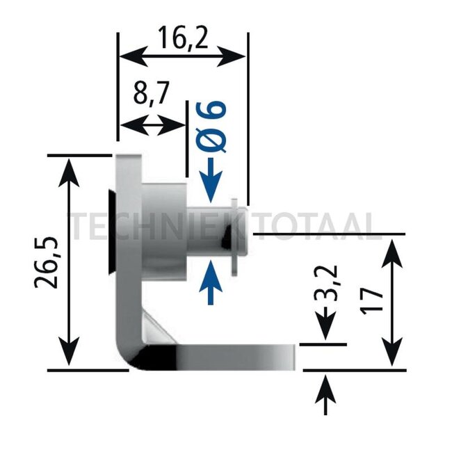 Stabilus Winkelblech 54 x 22 x 26,5 mm, 700 N, Kugel-Ø 6 mm