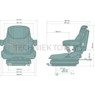 GRAMMER Heftruckzitting Primo XL Plus luchtgeveerd 24 V, 521 mm, stof