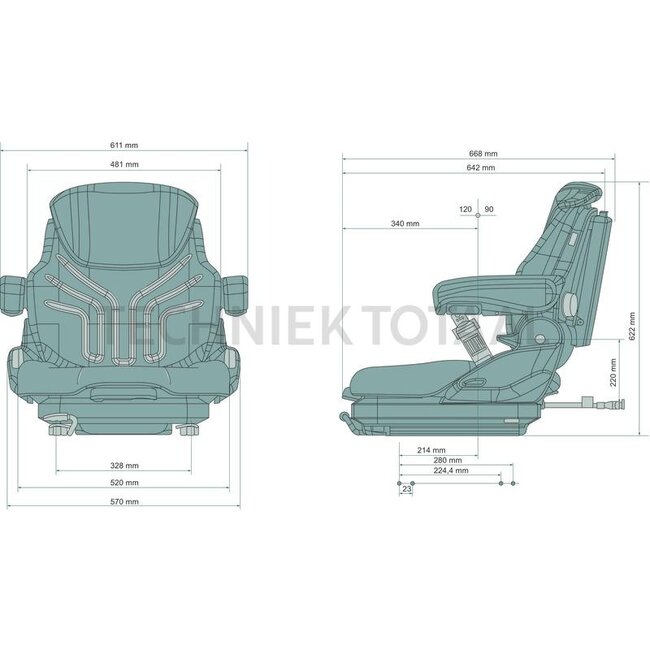 GRAMMER Trekkerzitting Primo XM Plus mechanisch geveerd, stof, 570 mm | 1451073