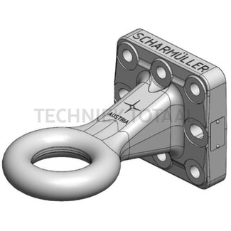 Scharmüller Drawbar eye flange Ø 90 mm, 255 mm, 145 x 145 mm, 8-hole M20