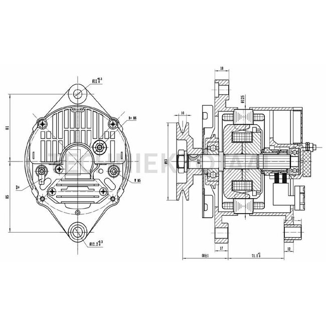 HELLA Alternator 14 V / 45 A, pulley-Ø 93 mm, 1 groove | 8EL 015 643-501, 4711700, 4772683, 4808498