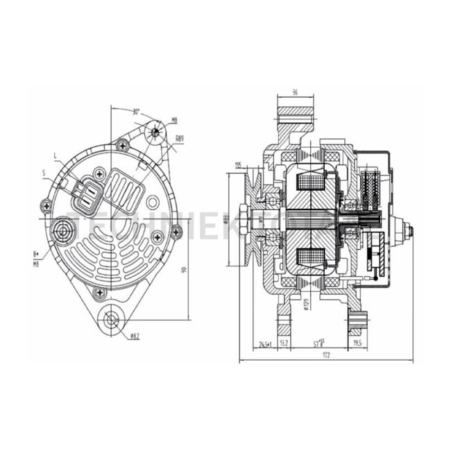 HELLA Alternator 14 V / 90 A, pulley-Ø 83 mm, 1 groove | 8EL 015 643-431